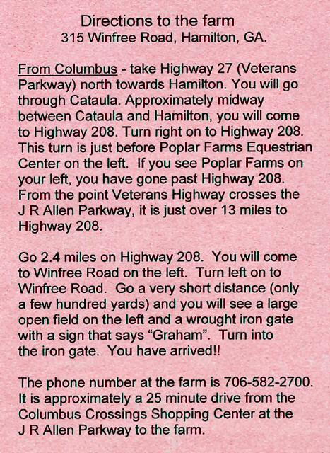 Directions to The Farm