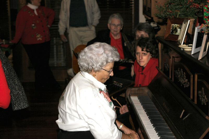 Joy tickling the ivories